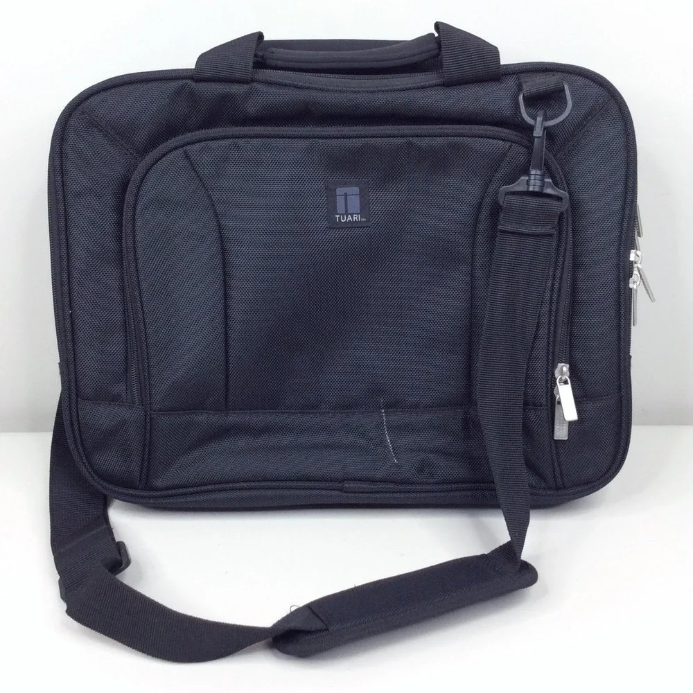 Black Travel soft Laptop Messenger Bag TUARI Briefcase Shoulder Strap Padded